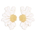 Detalle de pendientes de margarita con pétalos de esmalte y centro dorado texturizado - Blanco