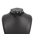 Macro detail of black lace choker with white ribbon and a large satin bow on mannequin - Black base Black