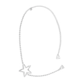 Macro detail of sparkly star body chain with rhinestones and silver butterfly accents - Star Style (C0577) / Silver