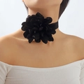 Collier ras du cou élégant en velours noir avec fleur de rose rétro pour femmes chic - Style Choker Noir (N11187)