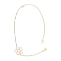 Detailed view of a gold flower body chain with crystal rhinestones and lobster clasp - Flower Style (C0579) / Gold