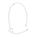 Close-up of sparkling rhinestone butterfly body chain with hollow heart pendant detail - Heart Style (C0583) / Silver