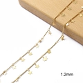 Chaîne plaquée or 18K de 1,2 mm avec petits pendentifs en étoile pour bijoux DIY - Style Pentagramme à Barre Ronde / Or