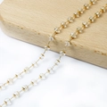 18K gold-plated spacer chain with faceted crystal beads for DIY jewelry making - White Clear Faceted Bead Style / 6mm/50cm