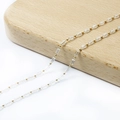 18K gold-plated chain featuring alternating gold beads and clear rectangular crystal beads - White Clear Rectangular Bead Style / 2.5mm/50cm