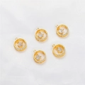 18K gold-plated heart pendant with sparkling cubic zirconia for DIY jewelry making - Round with Zirconia Pendant (13x11mm)
