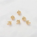 Set of 6 gold plated umbrella pendants with white zircon stones for jewelry making - Umbrella Pendant (12x8mm)