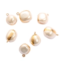 Pendentifs en perles baroques irrégulières avec bordure dorée pour bijoux DIY - Style de Perle Ovale 13×17mm
