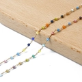 Chaîne plaquée or 18 carats avec perles de cristal colorées pour bijoux DIY - Style Perle Ronde Œil de Chat Coloré