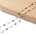 Chaîne artisanale plaquée or 18 carats avec perles noires et cubes dorés pour bijoux DIY - Style Cubes Dorés et Perle Noire