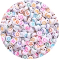 Colorful acrylic moon and star flat beads for DIY bracelet making and crafts - 100pcs Pack / White with Colorful Pattern