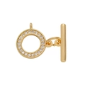 18k gold plated OT toggle clasp with cubic zirconia accents for jewelry making - Toggle Clasp / 1 Set (13x10mm) / Gold