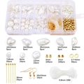Kit gioielli fai da te con perle ABS miste e accessori dorati in una scatola a 10 scomparti - Perla Irregolare + Set di Accessori