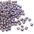 Dark blue enamel evil eye charm pendant with gold metal finish for DIY jewelry - Diameter 6mm (10 Pieces/Pack) / Royal Blue Single Hook