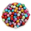 Colorful pearlescent round beads for DIY jewelry making in a white ceramic bowl - 4mm (Hole 1mm) Approx 200pcs / Multicolor