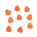 Close-up of nine orange heart-shaped polymer clay beads for DIY jewelry making - 30 Pcs/Pack / Orange Red