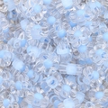 Macro shot of clear acrylic five-petal flower beads with light blue centers for DIY jewelry - 50 Pieces / Blue