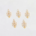 18K gold-plated leaf-shaped pendant charms with white marquise zircons for DIY jewelry - Leaf with Zirconia Pendant (18.5x9mm)