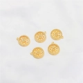 5Pcs 18K gold plated round Roman numeral pendants for DIY jewelry making - Pocket Watch Pendant (16x14mm)