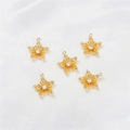 5-piece set of 18K gold plated star charms with cubic zirconia for DIY jewelry making - Five-Petal Flower with Zirconia (17x16mm)