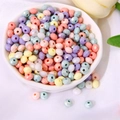 Pastel acrylic faceted round beads in a white bowl for DIY jewelry making - Faceted Flat Beads / 6mm Diameter, 30g (Approx. 400 Pieces/Pack) / Ice Cream Color