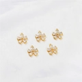 18K gold-plated flower pendants with white cubic zirconia for DIY jewelry making - Zirconia Inlaid Five-Petal Flower (13x11mm)