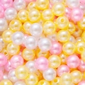 Iridescent ABS pearl beads in pink, yellow and white for DIY craft and handmade jewelry - 100 Pieces/Pack / Apricot Pink White Mix