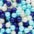 Mezcla de perlas de ABS blancas azules y violetas con agujeros para manualidades - 100 Piezas/Paquete / Azul Lago Real Beige Mezclado