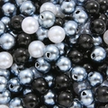 Perlas de imitación ABS iridiscentes en azul, negro y blanco para creación de joyas DIY - 100 Piezas/Paquete / Negro Blanco Gris Mezclado