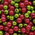 Mezcla de cuentas de ABS iridiscentes rojas y verdes con agujeros para joyería DIY - 100 Piezas/Paquete / Oliva Rojo Mezclado