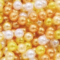 Perlas redondas de ABS irisado en blanco, amarillo y naranja para manualidades DIY - 100 Piezas/Paquete / Albaricoque Café Blanco Amarillo Mezclado