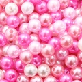 Mezcla de cuentas de perlas redondas de ABS de colores para creación de joyas - 100 Piezas/Paquete / Rosa Oscuro Rosa Crema Mezclado