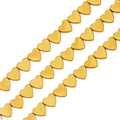 Macro detail of matte gold-plated heart-shaped beads for DIY jewelry making - 6mm / Horizontal Hole Heart Style / Approx 69 Pieces/Pack / Electroplated Gold