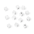 Set of thirteen silver plated cube spacer beads with matte finish for DIY jewelry making - Square / 5mm, 100 Pieces/Pack / Silver