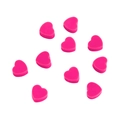 Ten pieces of colorful matte pink heart-shaped clay beads for DIY jewelry making - 30 Pcs/Pack / Rose Red