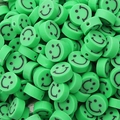 Perles rondes vertes à motif smiley en argile polymère pour création de bijoux DIY - Visage Souriant Rond / 30 Pièces/Paquet (Diamètre 10mm Épaisseur 4mm) / Vert clair