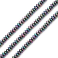 Detail of iridescent flat round metallic beads for DIY jewelry and accessory making - Electroplated Rainbow Flat Bead