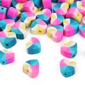 Colorful swirl pattern heart-shaped polymer clay beads for DIY jewelry making - 30 Pcs/Pack / Pitaya Color Series