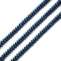Detailed view of deep blue metallic hematite disc beads for DIY jewelry making - Electroplated Navy Blue Flat Bead