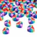 Colorful heart-shaped polymer clay beads with spiral rainbow patterns for DIY jewelry - 30 Pcs/Pack / Rainbow Tones