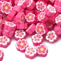 Perles fleurs souriantes en pâte polymère magenta pour la création de bijoux artisanaux - 30 Pièces/Paquet (10x4mm) / Rose rouge