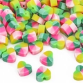 Colorful heart-shaped polymer clay beads with spiral patterns for DIY jewelry making - 30 Pcs/Pack / Pineapple Color Series