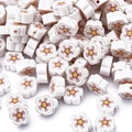 Perles fleurs en pâte polymère blanc et jaune avec trous pour création de bijoux - 30 Pièces/Paquet (10x4mm) / Blanc Pur