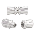Detailed macro view of silver geometric faceted screw clasp for necklaces and bracelets - 11×4.5mm (10 Pieces/Pack) / Electroplated Silver
