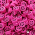Perles smiley rose vif rondes et plates pour bijoux DIY et création de boucles - Visage Souriant Rond / 30 Pièces/Paquet (Diamètre 10mm Épaisseur 4mm) / Rose rouge