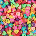 Perles colorées en pâte polymère en forme de cœur avec smiley pour bijoux DIY - Cœur Visage Souriant / Lot de 30 / Multicolore