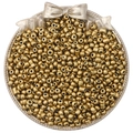 Matte golden glass seed beads for DIY jewelry making displayed in a decorative bowl - Gold