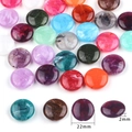 Flat round 22mm colorful acrylic beads with marble texture for DIY jewelry making - Flat Round Mixed Color Diameter 22mm Hole 2mm