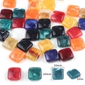 20mm square acrylic beads with colorful marble texture and 2mm hole for DIY jewelry - Square Mixed Color 20x20mm Hole 2mm