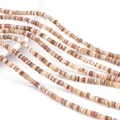 Flat round shell heishi beads in coffee, tan, and white colors for DIY jewelry - 4mm (Hole 0.8mm, 38cm/Strand, 200-230 Beads) / Coffee & White